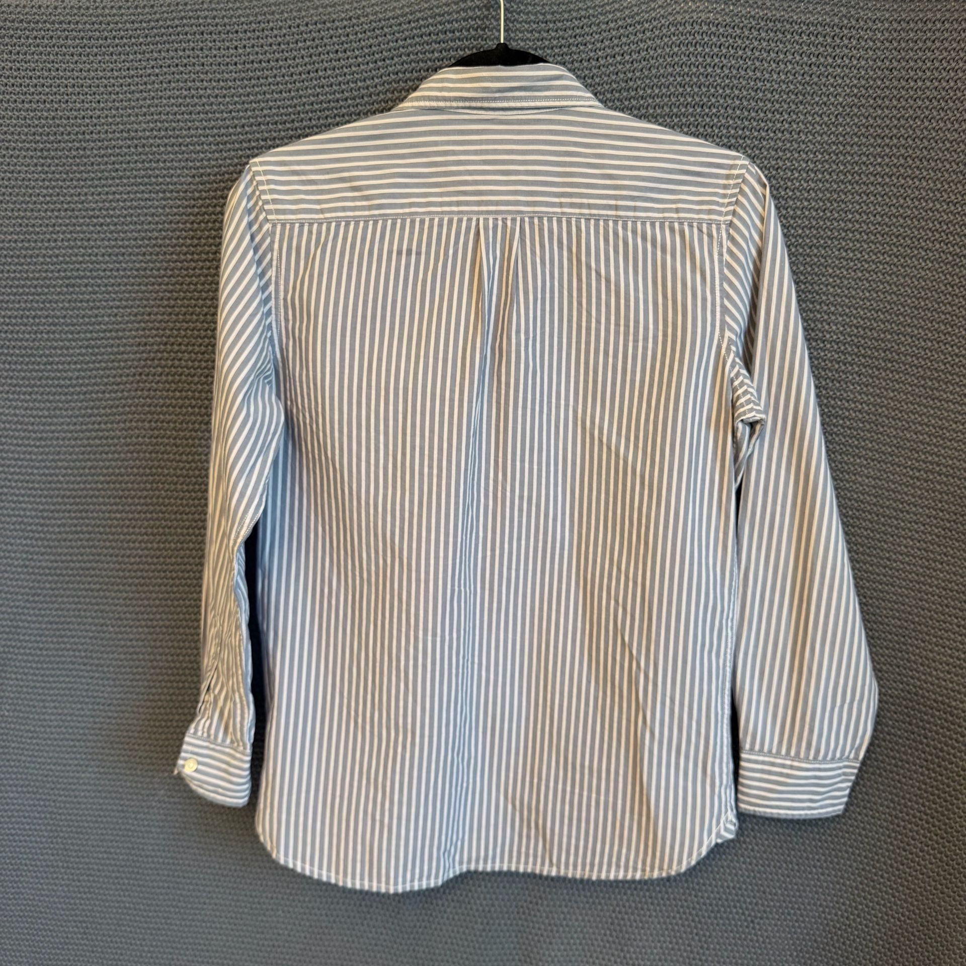 Gap Kids Long Sleeve Button Down Shirt Size XL 12 Blue White Striped 5