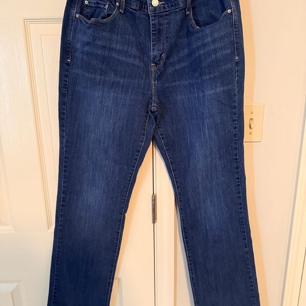 Levi's 505 Straight Leg Denim Jeans Size 14L W32 L34 Dark Wash
