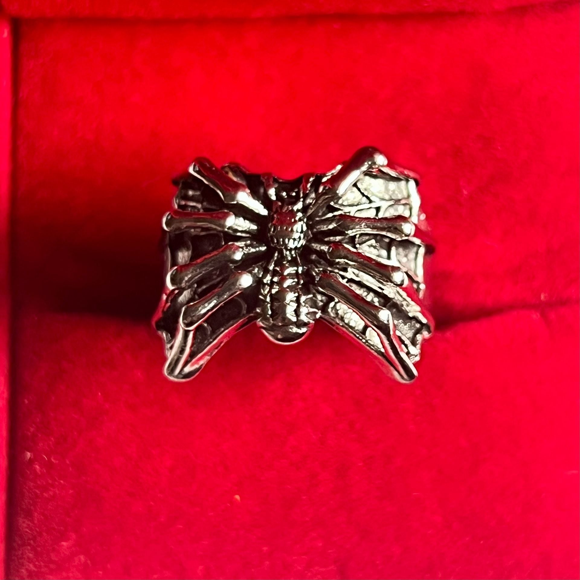 Vintage Punk Rock Spider Web Adjustable Open Ring Size 9-13 2
