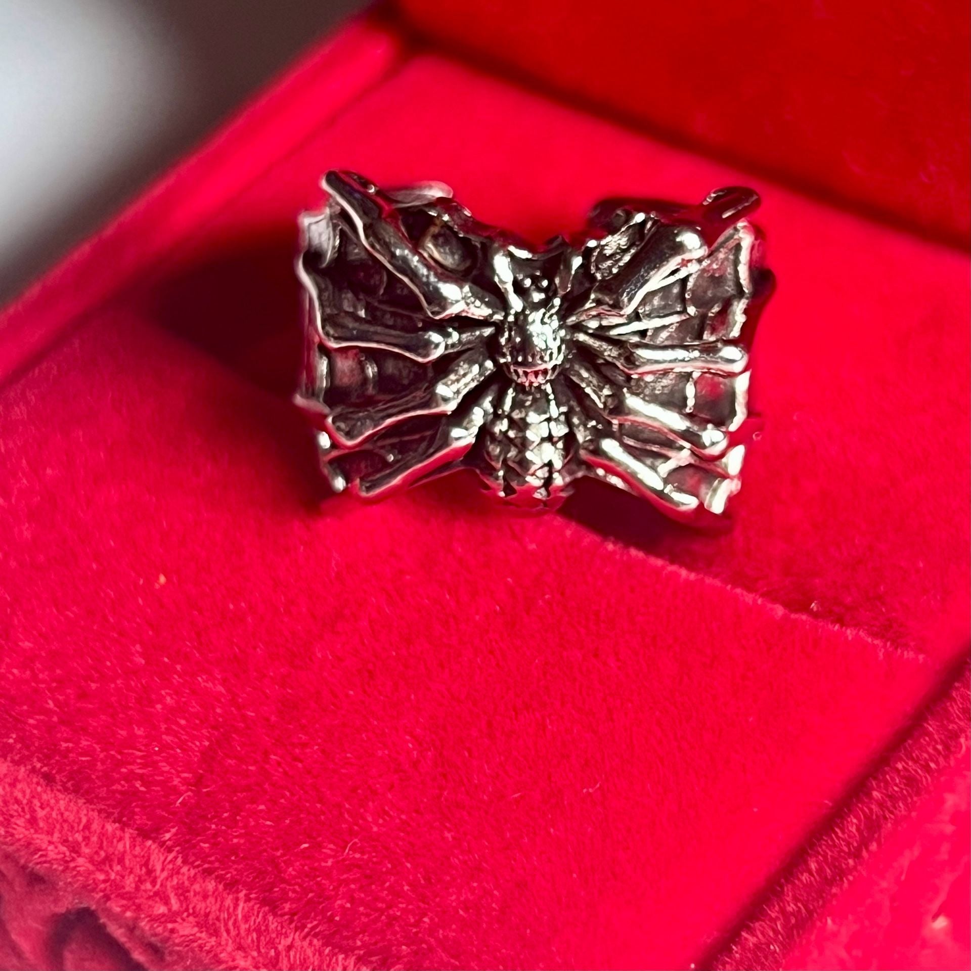 Vintage Punk Rock Spider Web Adjustable Open Ring Size 9-13 3