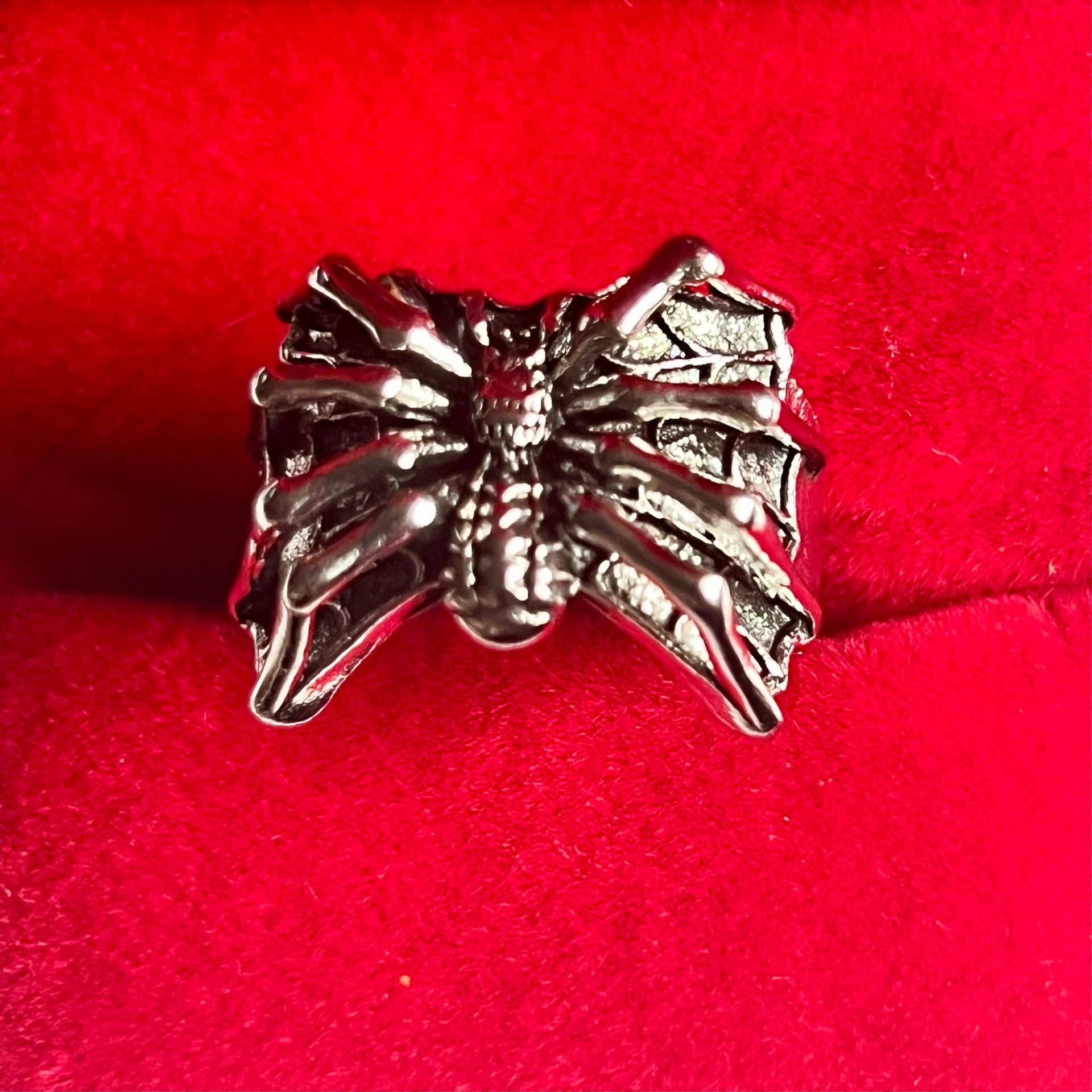 Vintage Punk Rock Spider Web Adjustable Open Ring Size 9-13 4