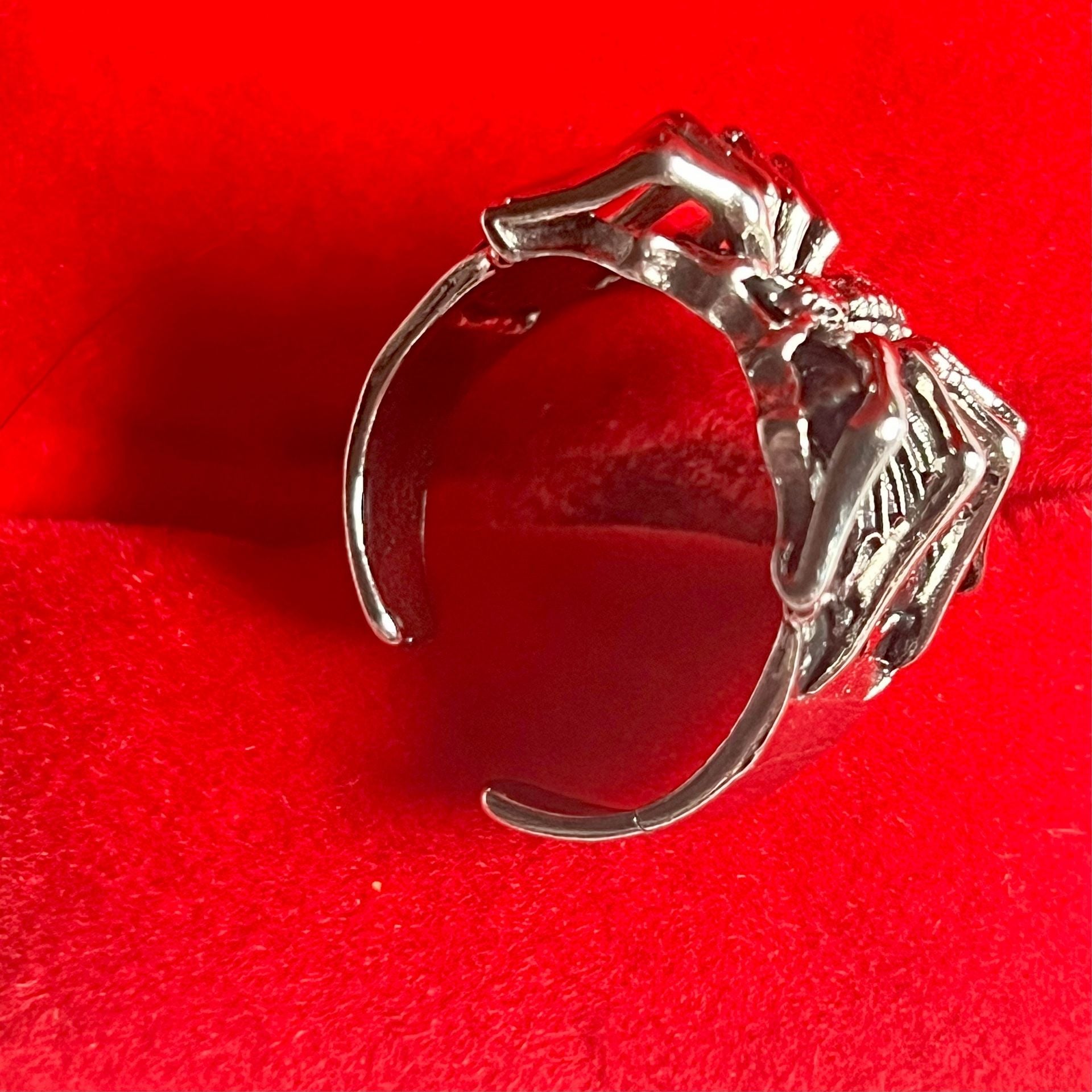 Vintage Punk Rock Spider Web Adjustable Open Ring Size 9-13 5