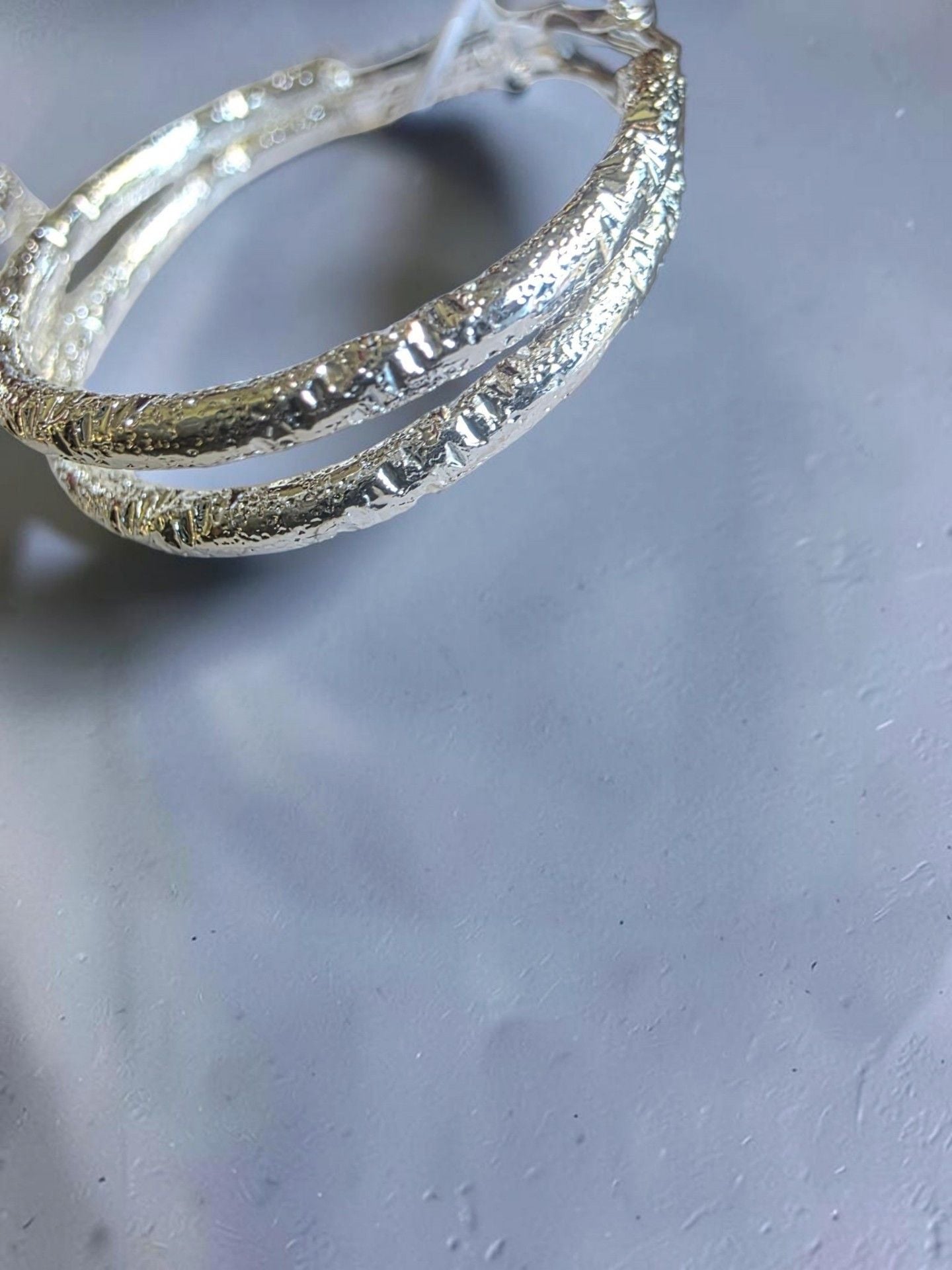 Main Street Hypo-Allergenic Silver Textured Hoop Earrings 4