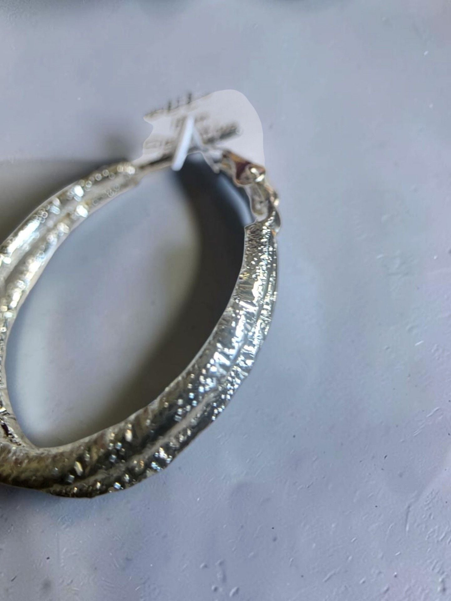 Main Street Hypo-Allergenic Silver Textured Hoop Earrings 5