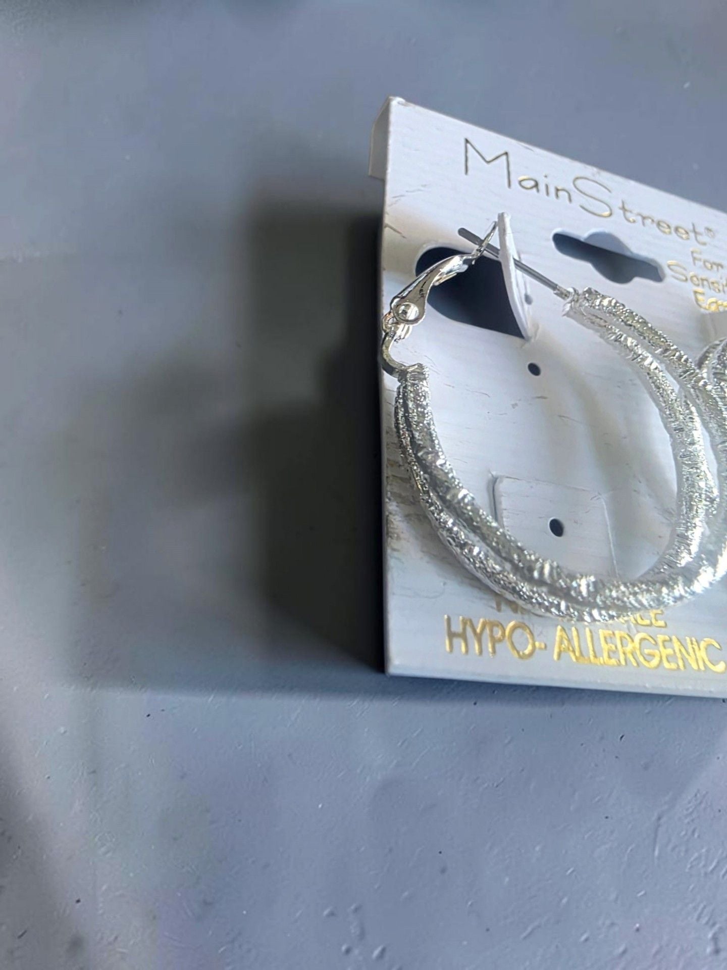 Main Street Hypo-Allergenic Silver Textured Hoop Earrings 6