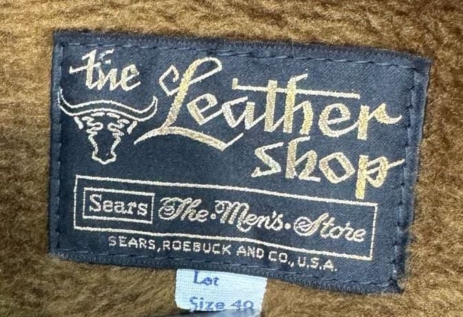 Vintage 70s Sears The Leather Shop Brown Leather Coat Men’s 40 Zip-Out Liner 3