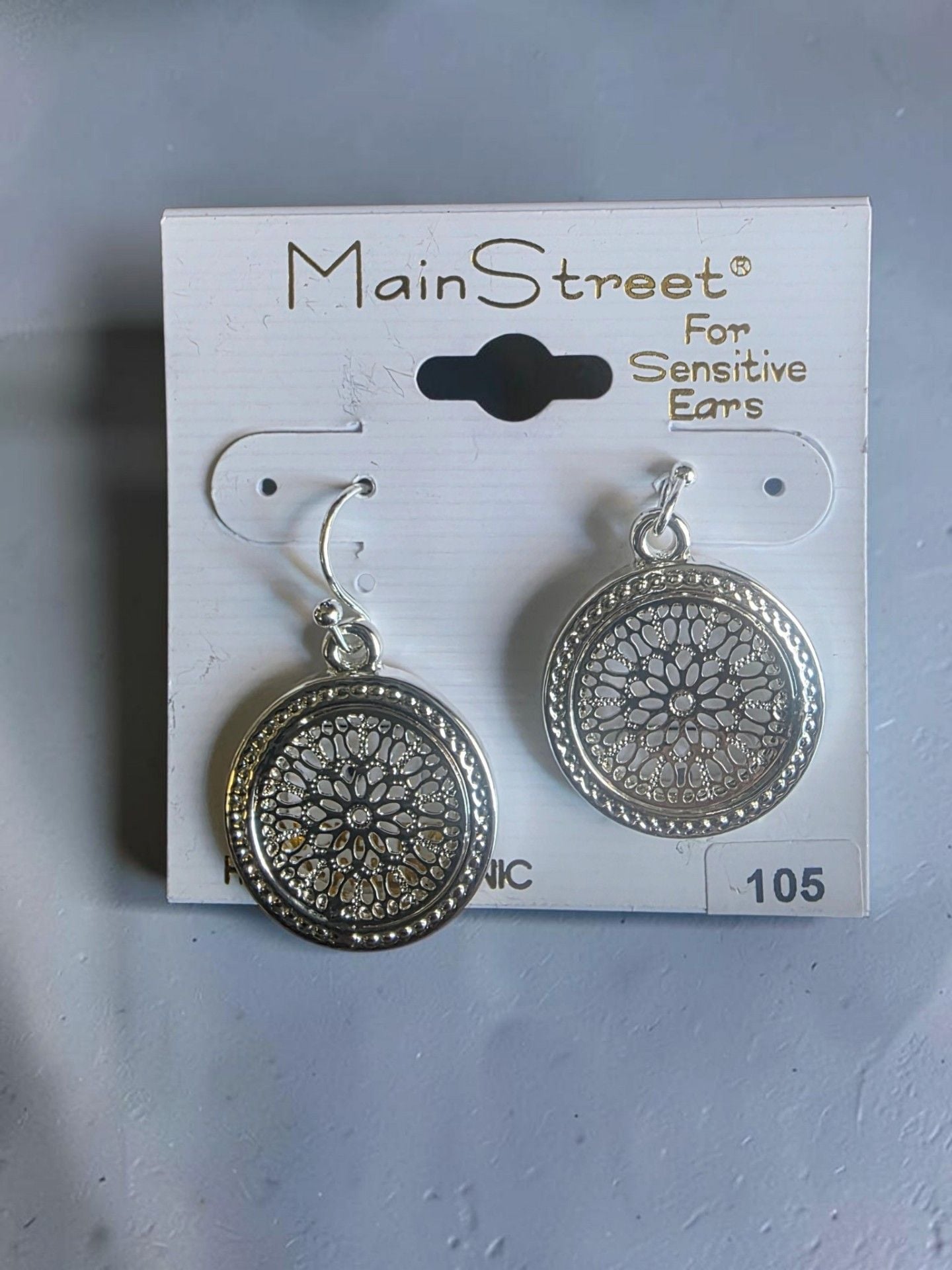 Main Street Boho Circle Filigree Drop Earrings 105 Silver Tone 2