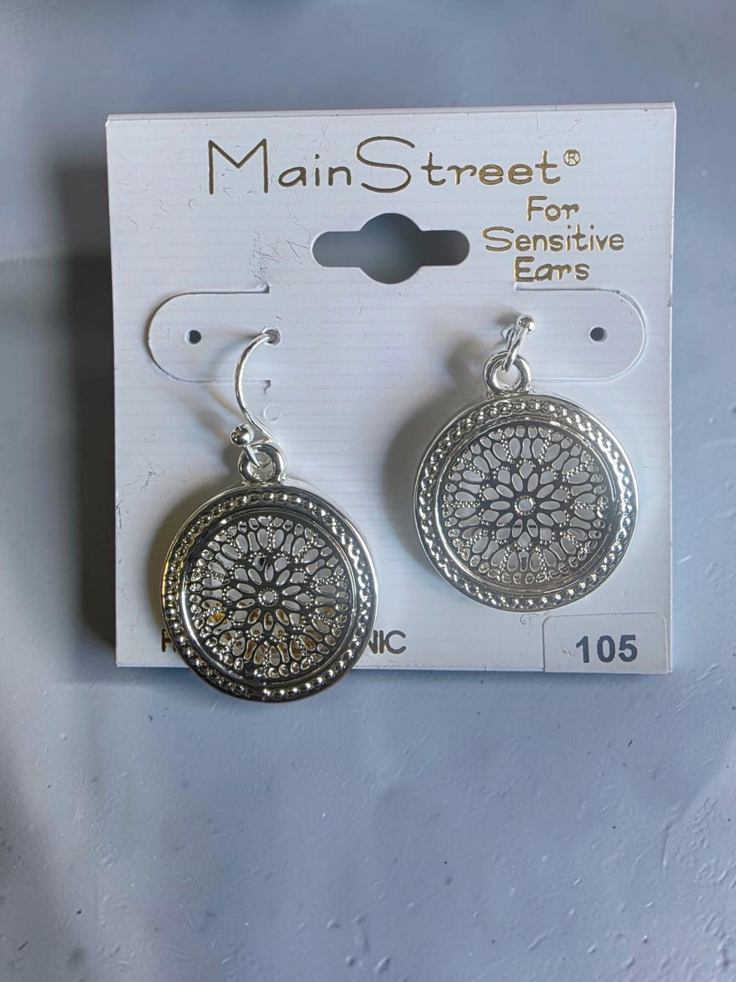 Main Street Boho Circle Filigree Drop Earrings 105 Silver Tone 3