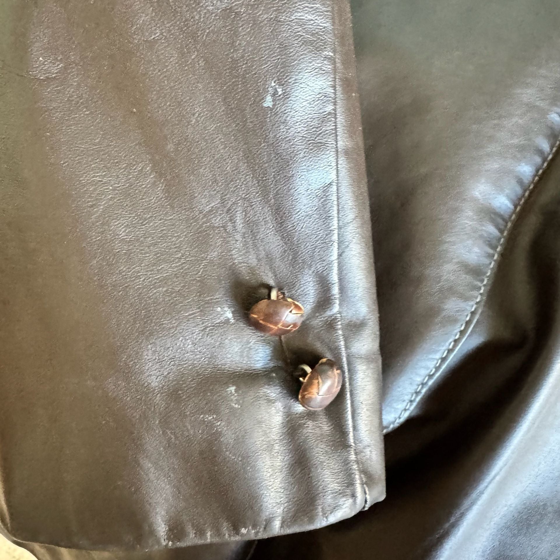Vintage 70s Sears The Leather Shop Brown Leather Coat Men’s 40 Zip-Out Liner 10