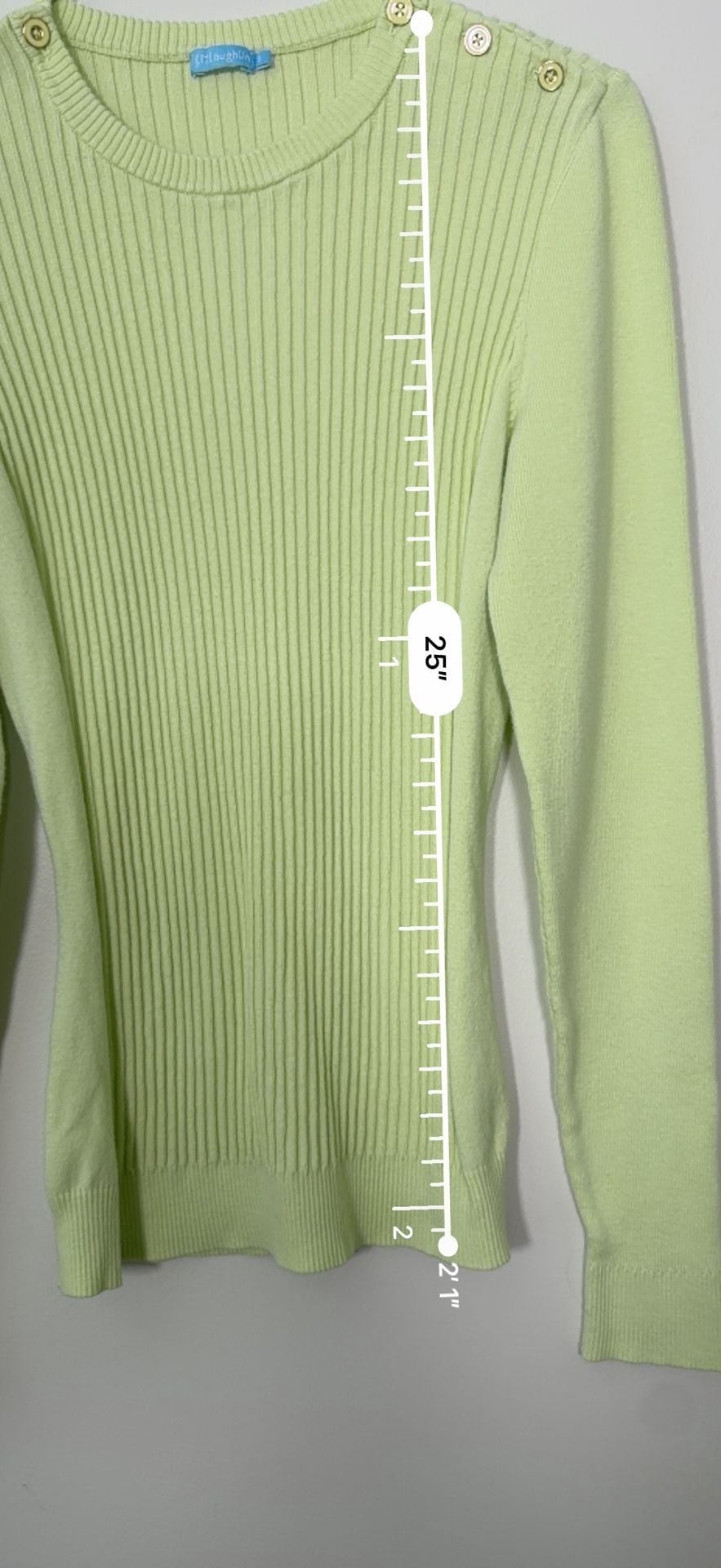 J. McLaughlin Ribbed Knit Sweater with Button Detail Lime Green 7