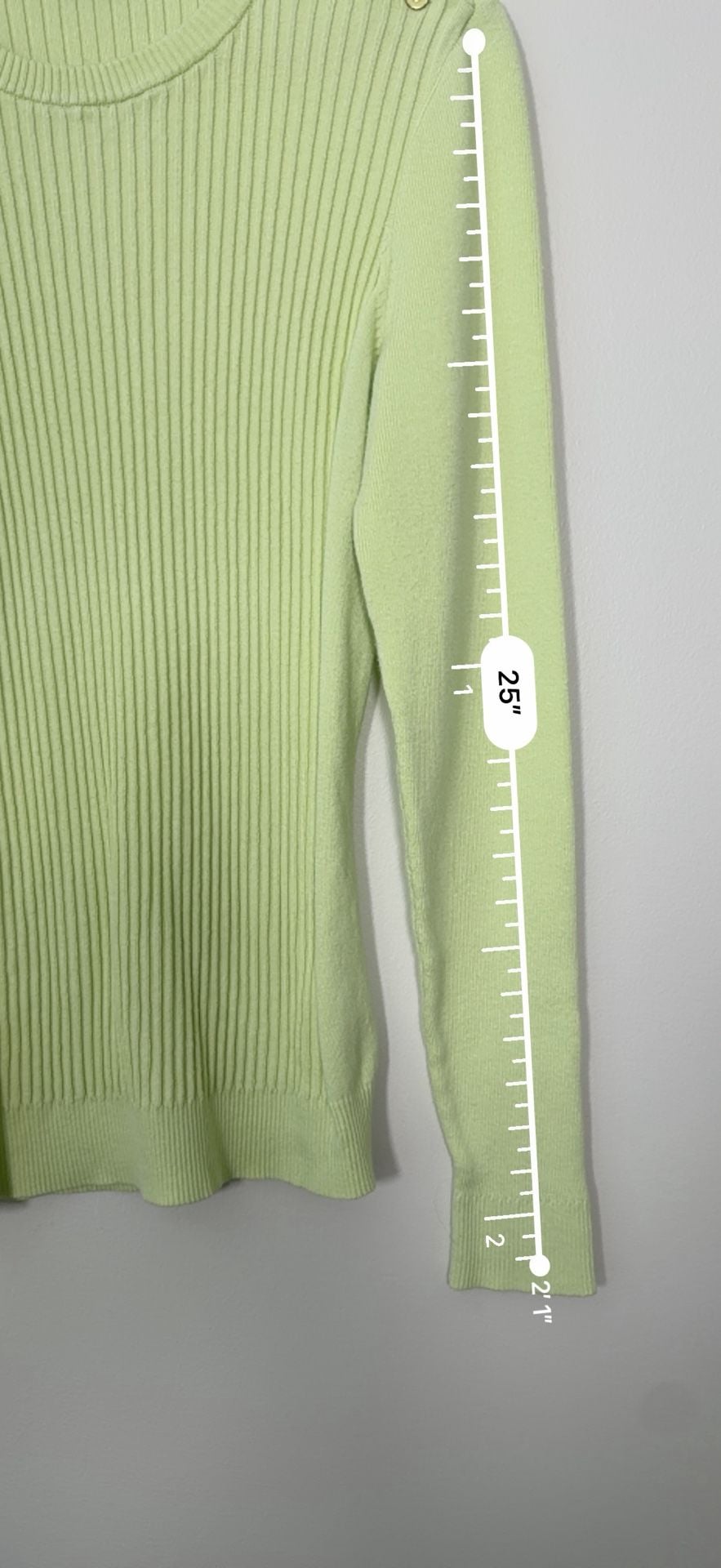 J. McLaughlin Ribbed Knit Sweater with Button Detail Lime Green 8