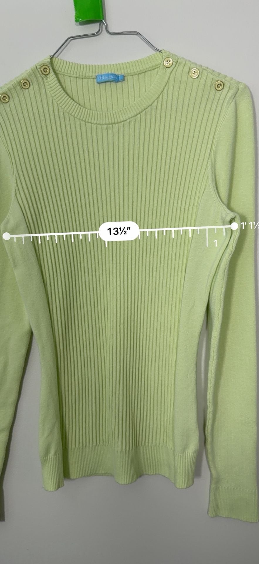 J. McLaughlin Ribbed Knit Sweater with Button Detail Lime Green 9