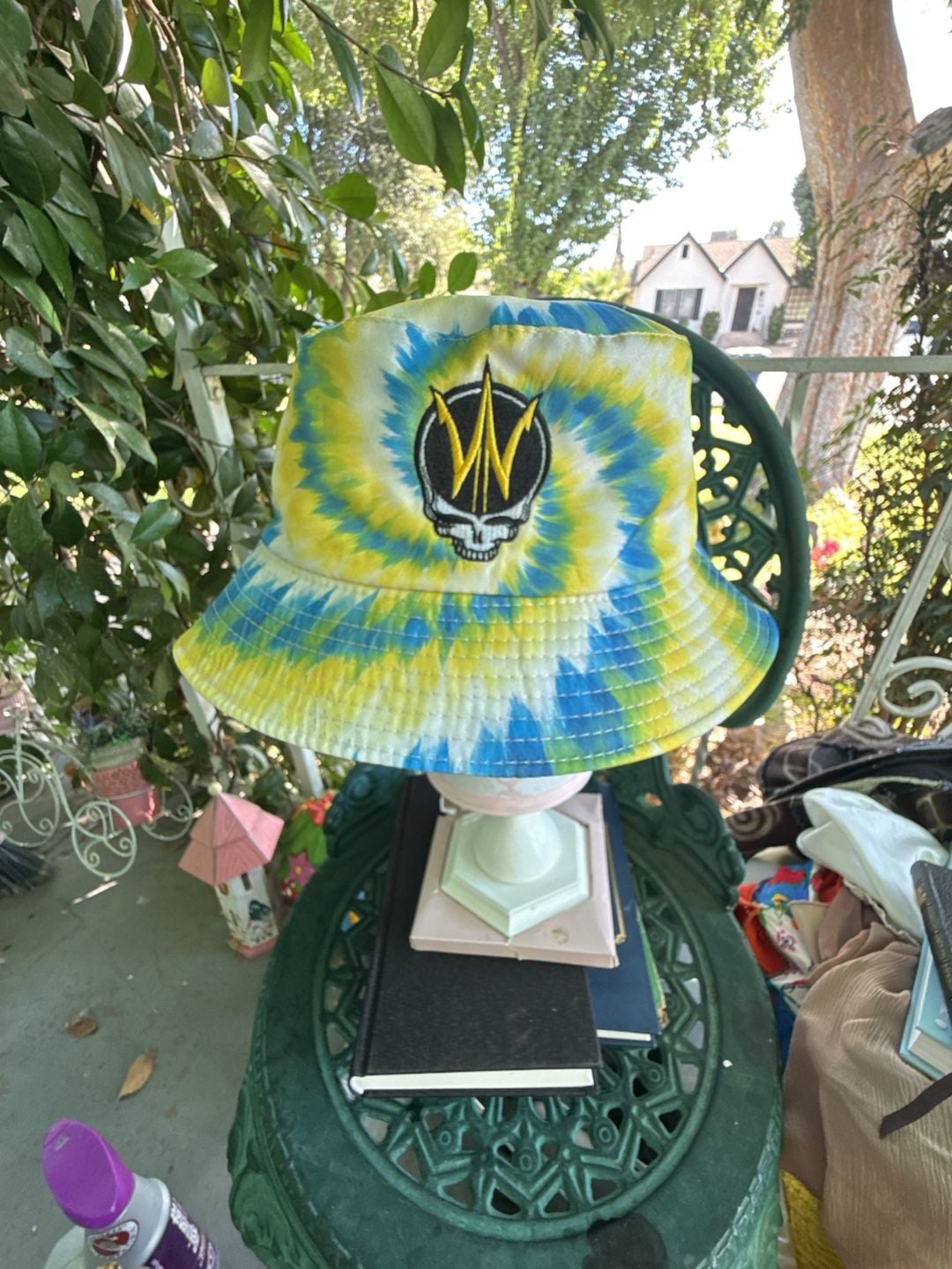 Dead.net Tie Dye Bucket Hat Yellow Blue Grateful Dead Skull Logo 2