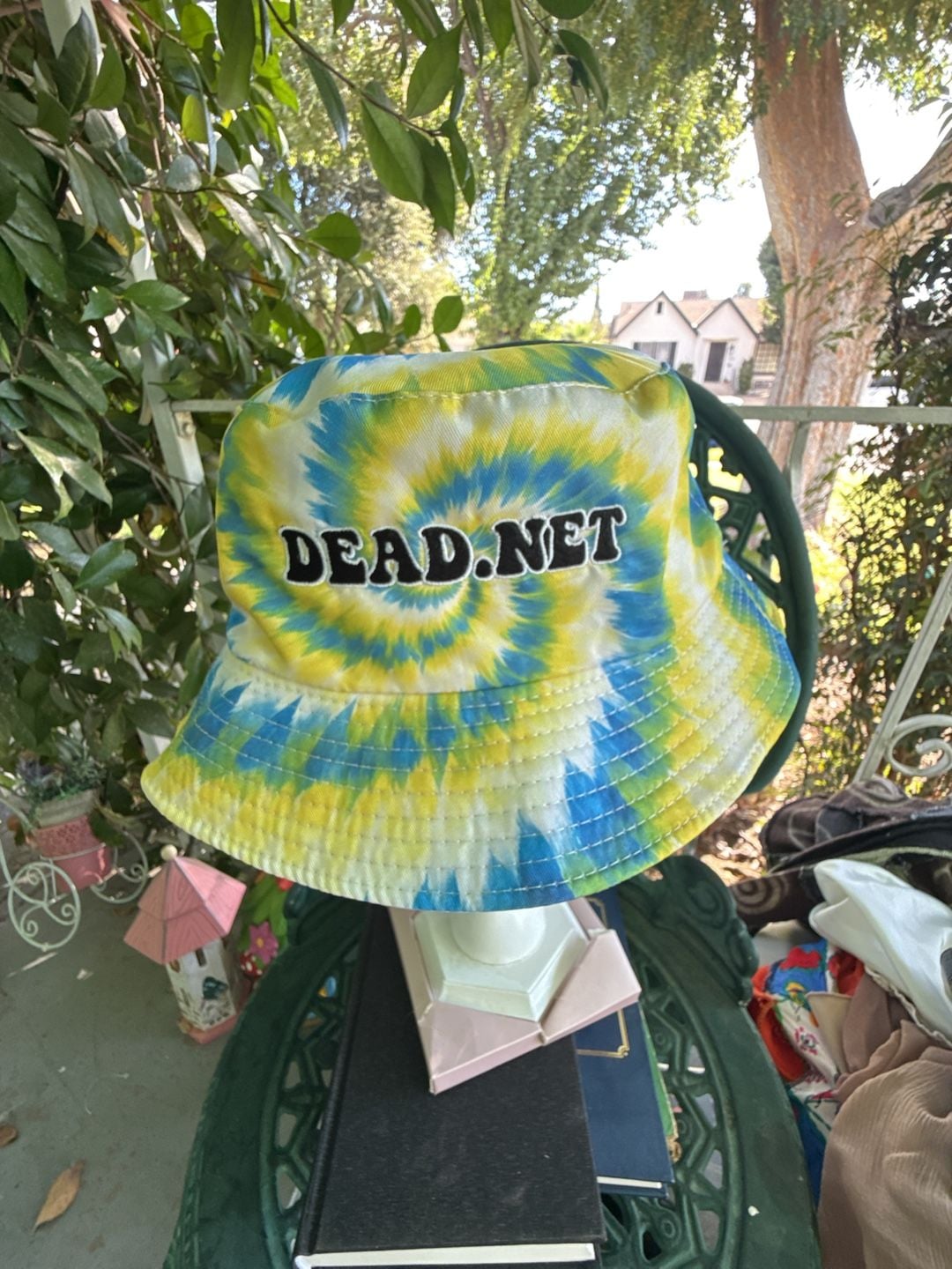 Dead.net Tie Dye Bucket Hat Yellow Blue Grateful Dead Skull Logo 4