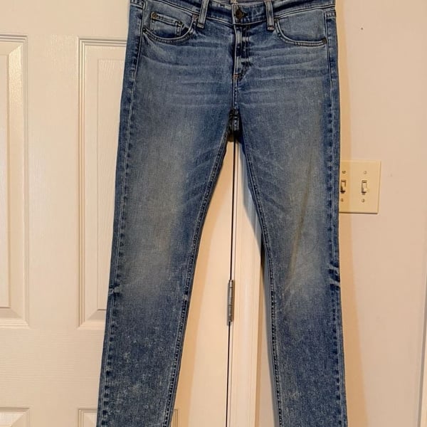 Rag & Bone Dre Capri Jeans Size 27 Acid Blue Distressed Denim