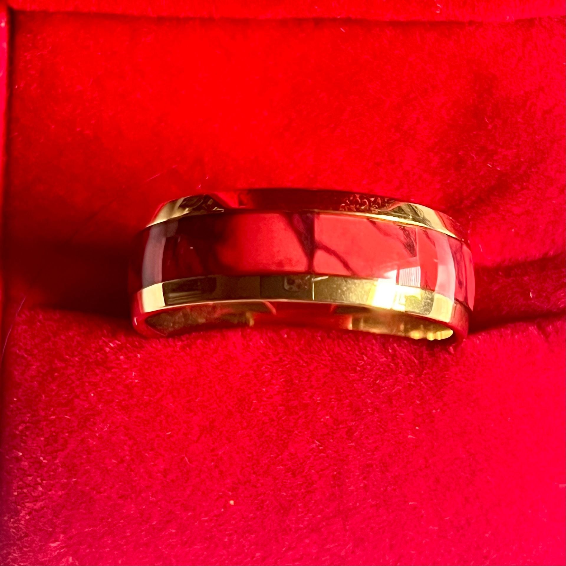 Tungsten Red Inlay Titanium Steel Gold Band Ring Size 13 2