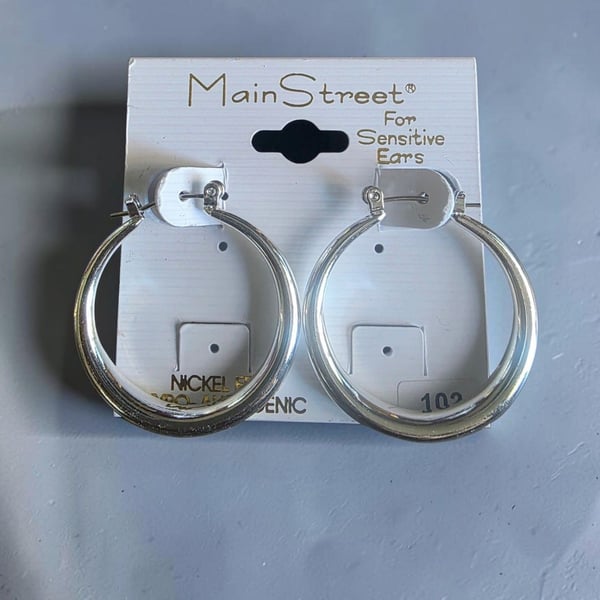 Main Street Silver Hoop Earrings Size 102