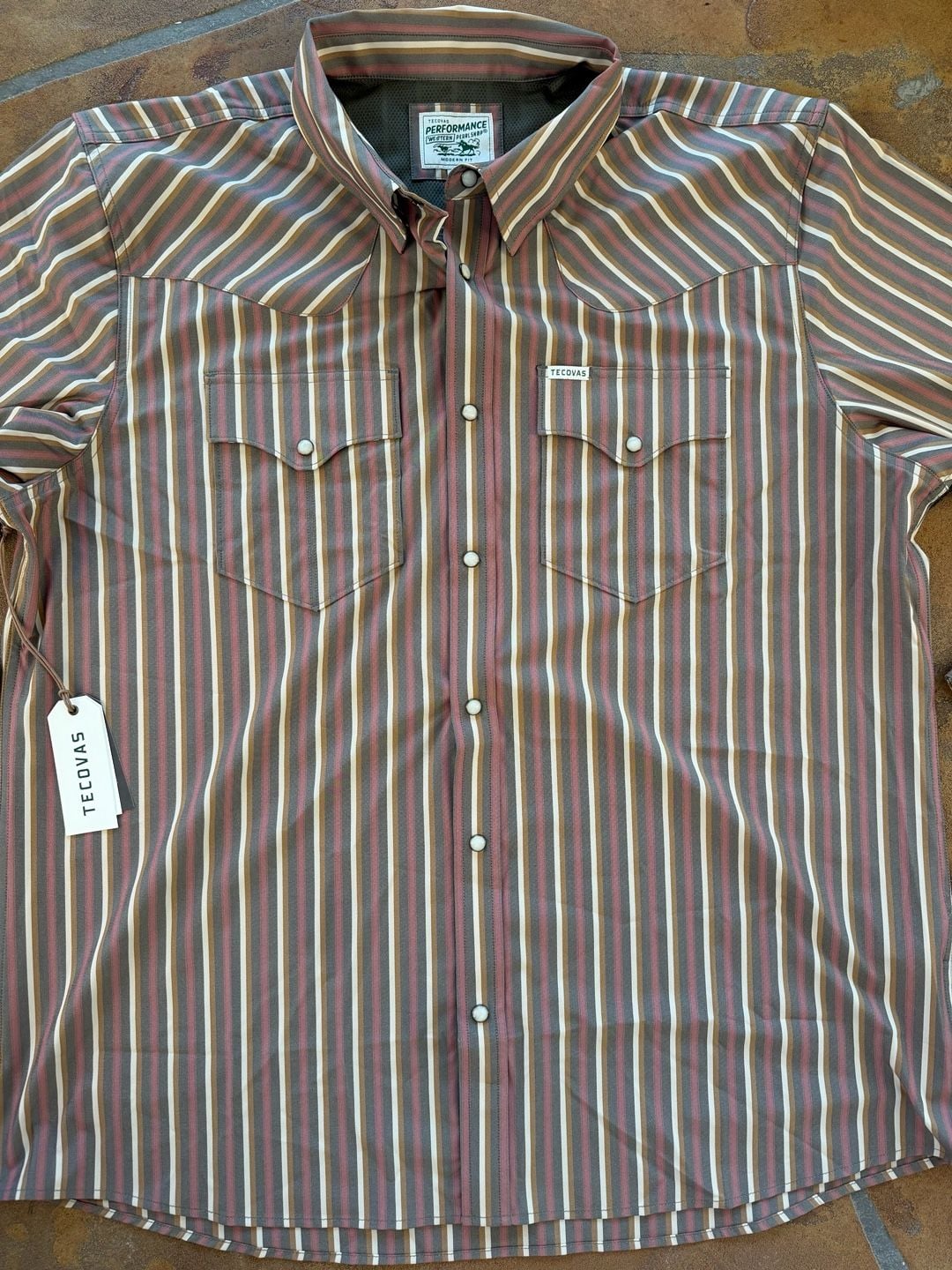 NWT Tecovas Performance Western Pearl Snap Shirt Multi Striped Long Sleeve 3