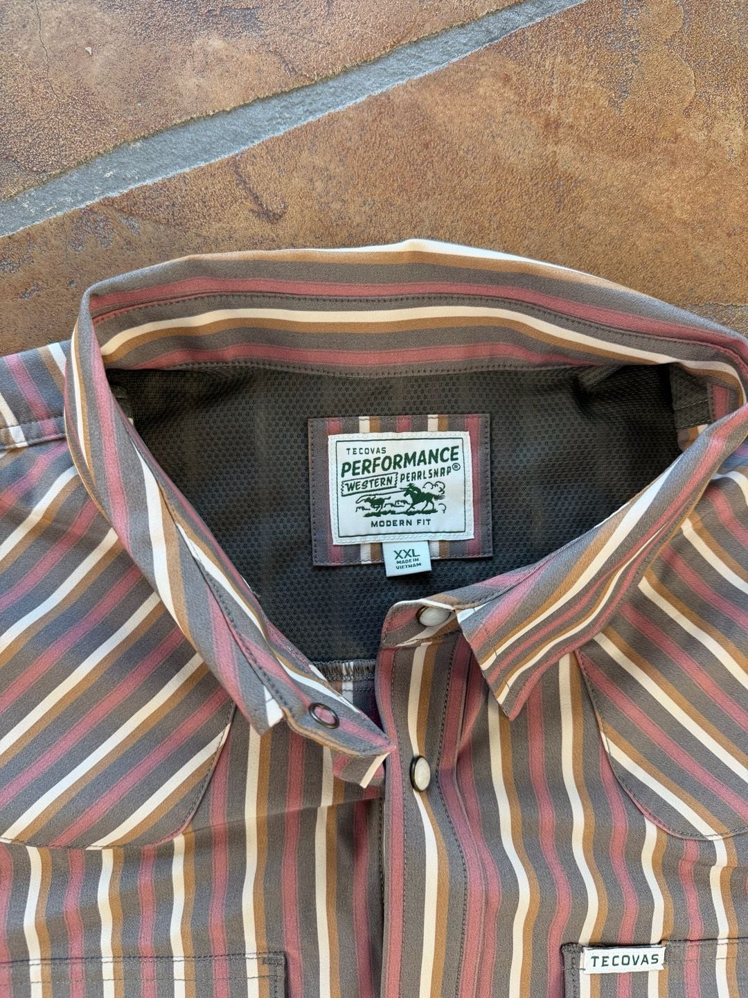 NWT Tecovas Performance Western Pearl Snap Shirt Multi Striped Long Sleeve 4
