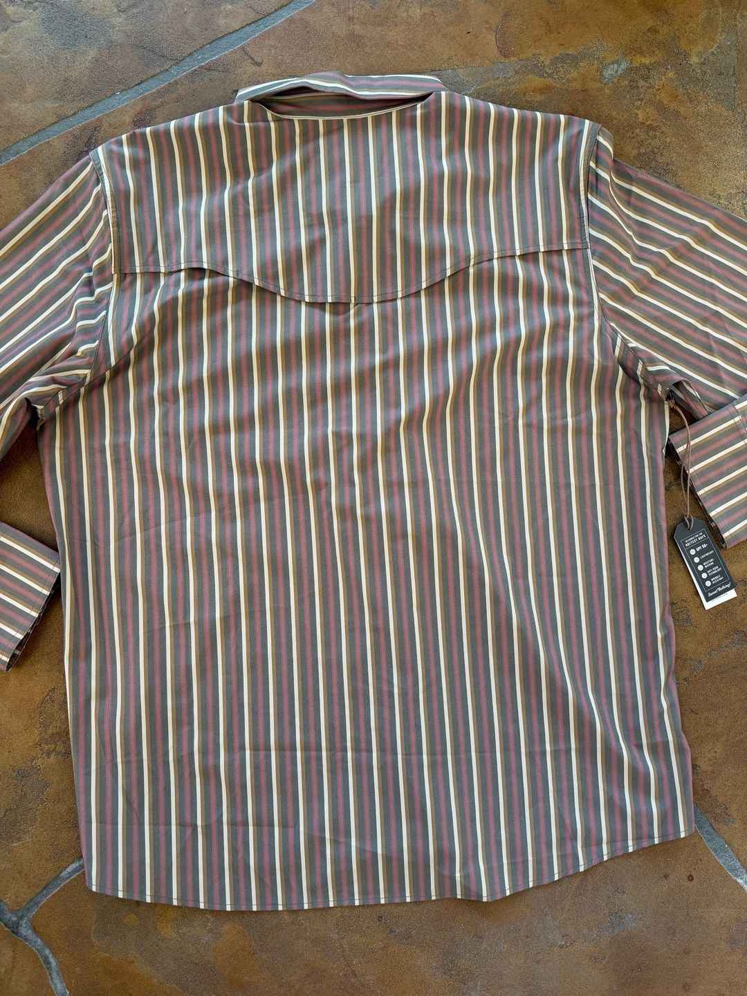 NWT Tecovas Performance Western Pearl Snap Shirt Multi Striped Long Sleeve 6