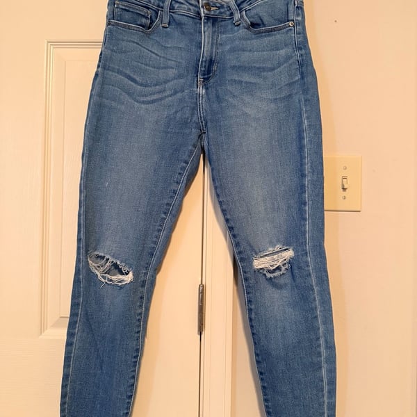 Just Black Denim Blue Distressed High Rise Skinny Crop Jeans Size 29