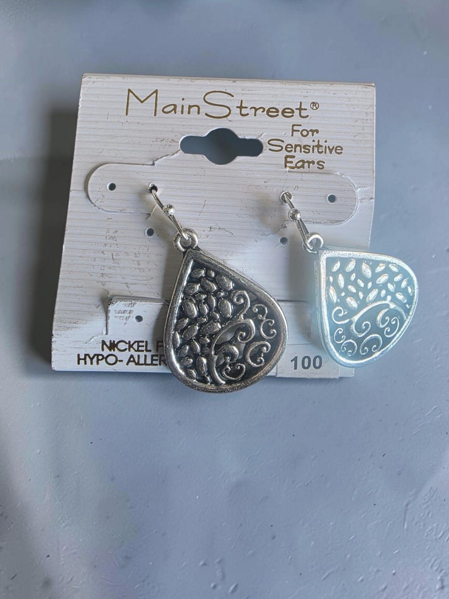 Main Street For Sensitive Ears Teardrop Dangle Earrings Silver 3