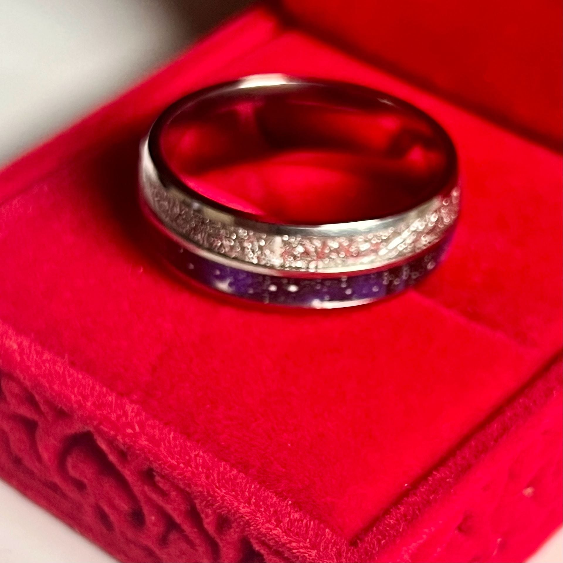 Tungsten Carbide Meteorite Blue Sandstone Ring Size 13 5