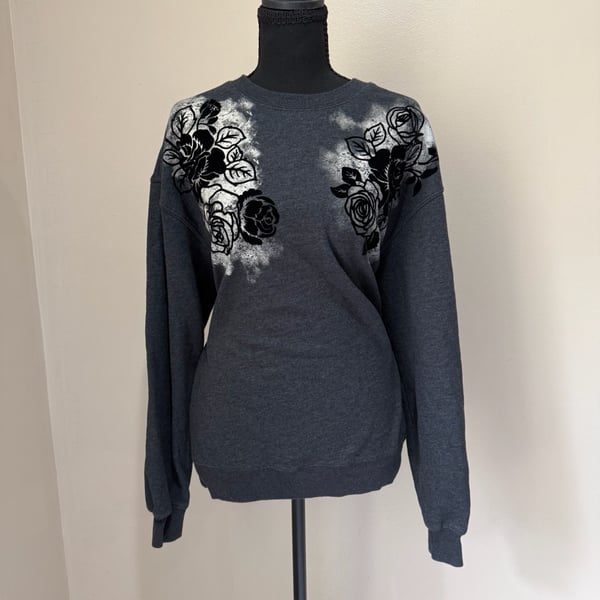 Y2K Grunge Floral Rose Sweatshirt Wild  Size M