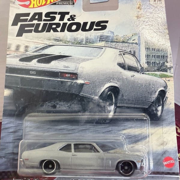Hot Wheels Fast & Furious '70 Chevy Nova SS Silver Diecast Car