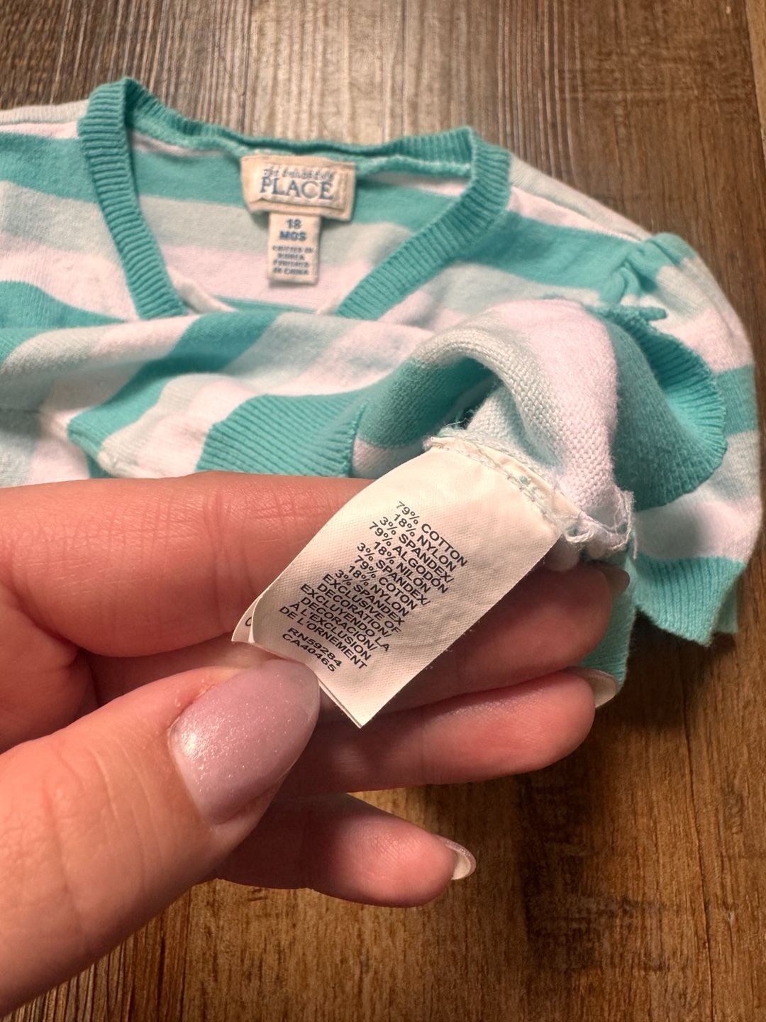 Y2K The Children's Place Cardigan Sweater Size 18 Mos Striped Bow 4
