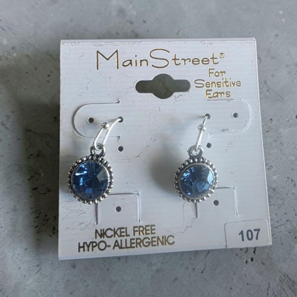 Main Street Blue Crystal Drop Earrings Size 107