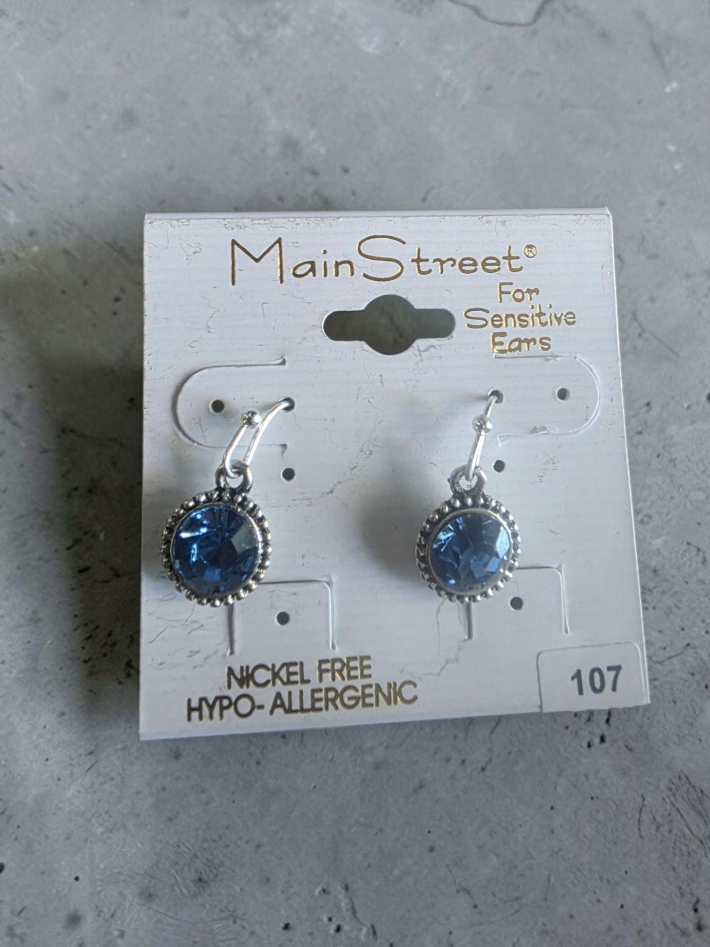 Main Street Blue Crystal Drop Earrings Size 107 3