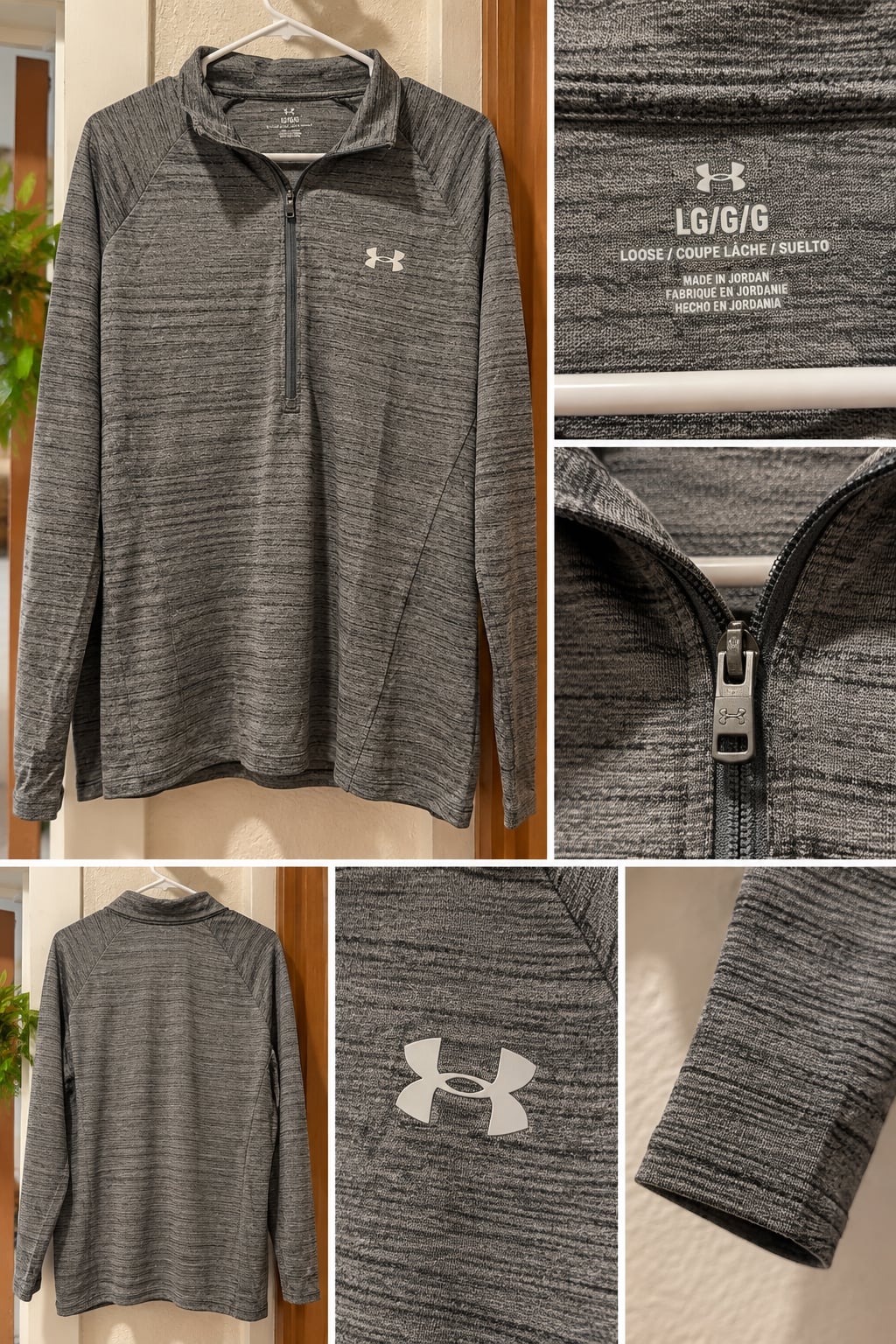 Under Armour 1/2 Zip Pullover Size Large Gray Space Dye Long Sleeve 2