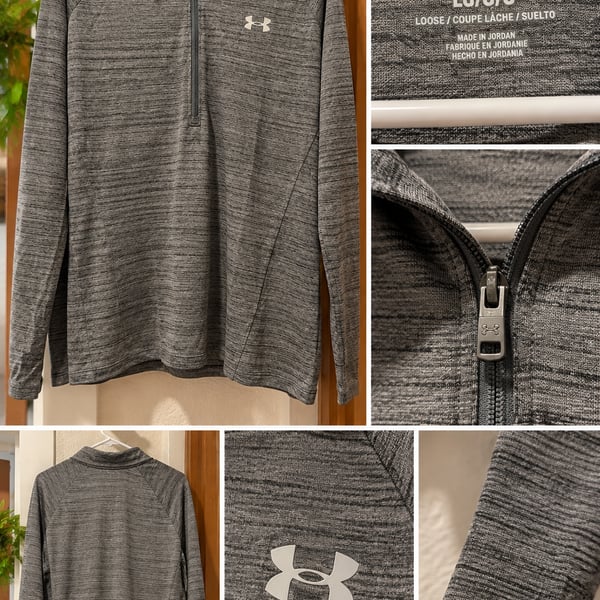 Under Armour 1/2 Zip Pullover Size Large Gray Space Dye Long Sleeve