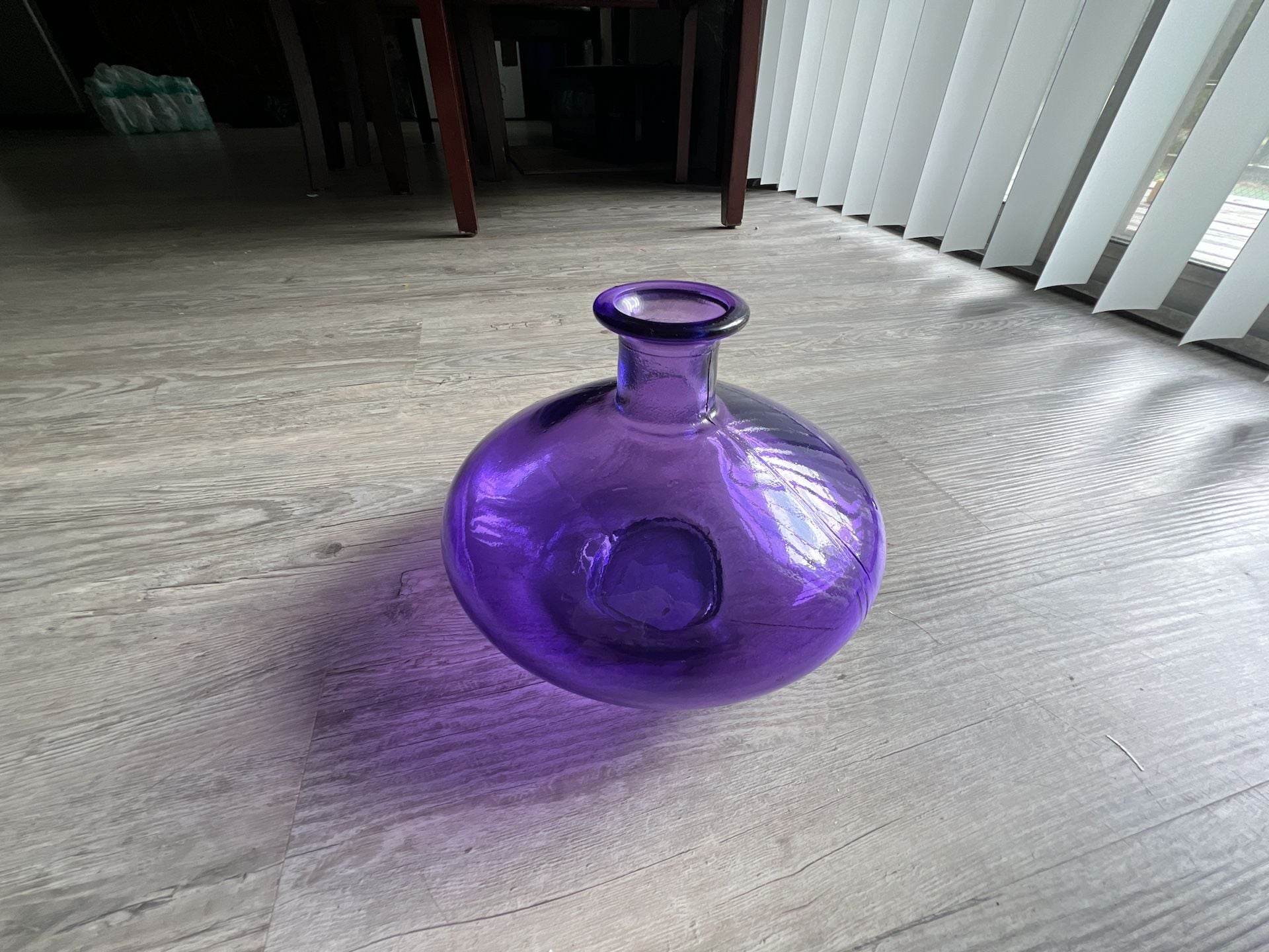 Vidrios San Miguel Purple Glass Vase Hand Blown diameter 8.7” high 7” 1