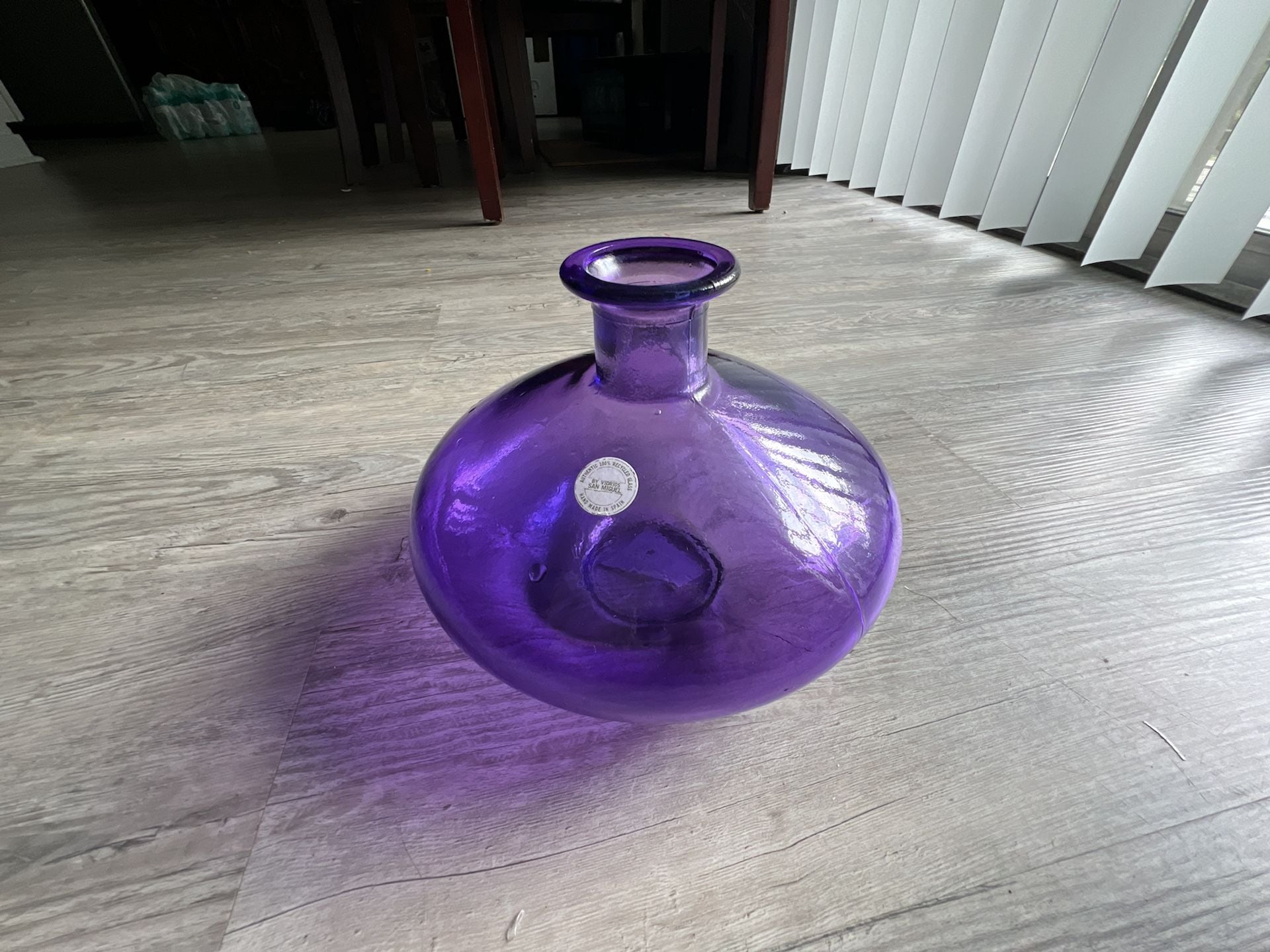 Vidrios San Miguel Purple Glass Vase Hand Blown diameter 8.7” high 7” 2