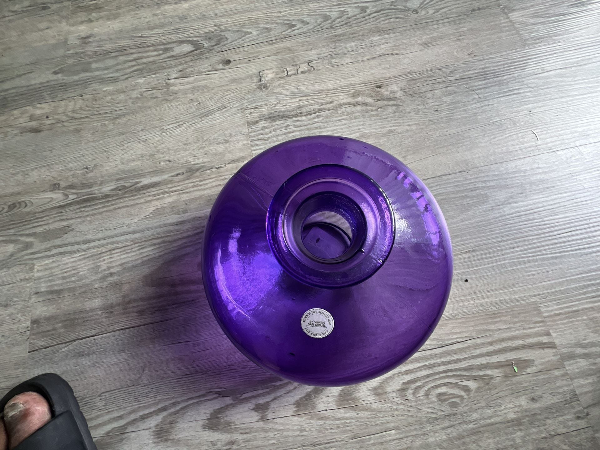 Vidrios San Miguel Purple Glass Vase Hand Blown diameter 8.7” high 7” 3