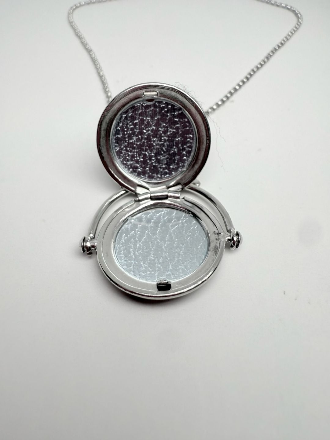 Vintage Victorian Sterling Silver Revolving Locket Necklace Silver Etched 5