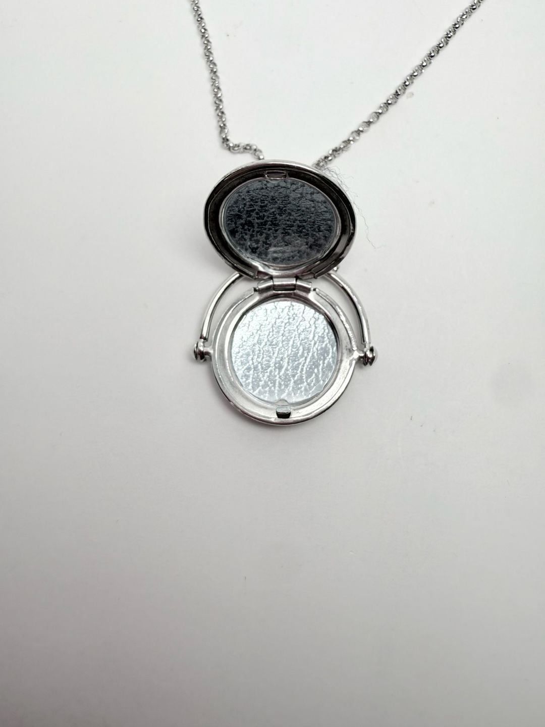 Vintage Victorian Sterling Silver Revolving Locket Necklace Silver Etched 6