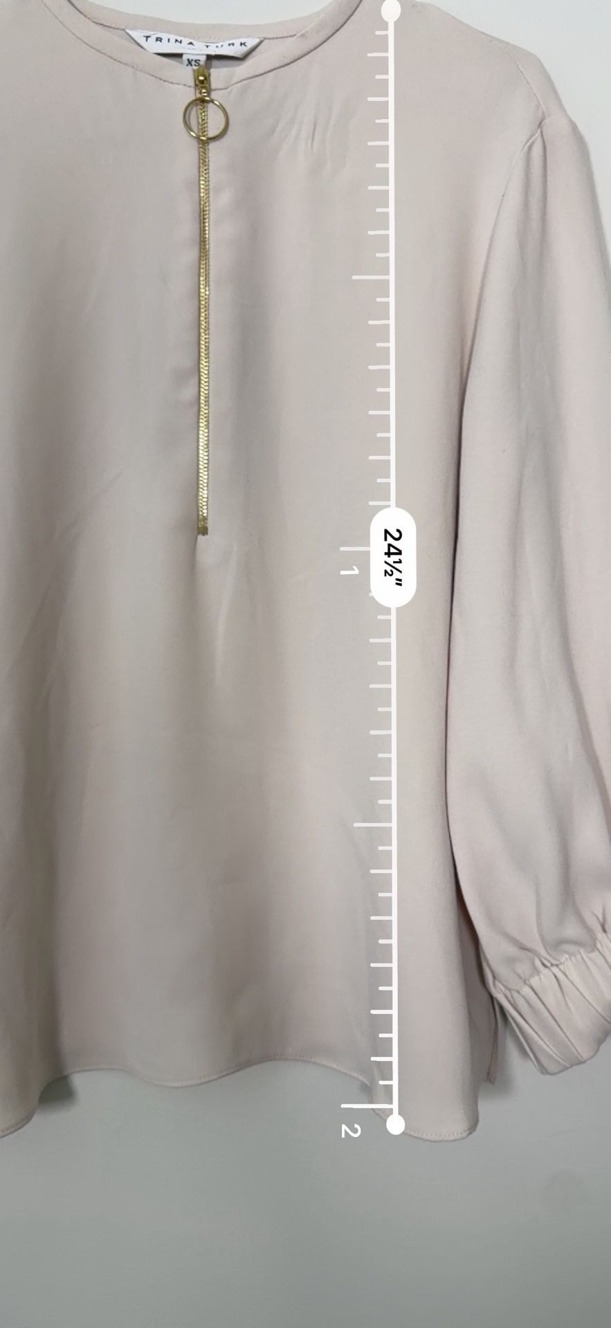 Trina Turk Blouse Size XS Pink V-Neck Long Sleeve Bell Sleeve Top 9