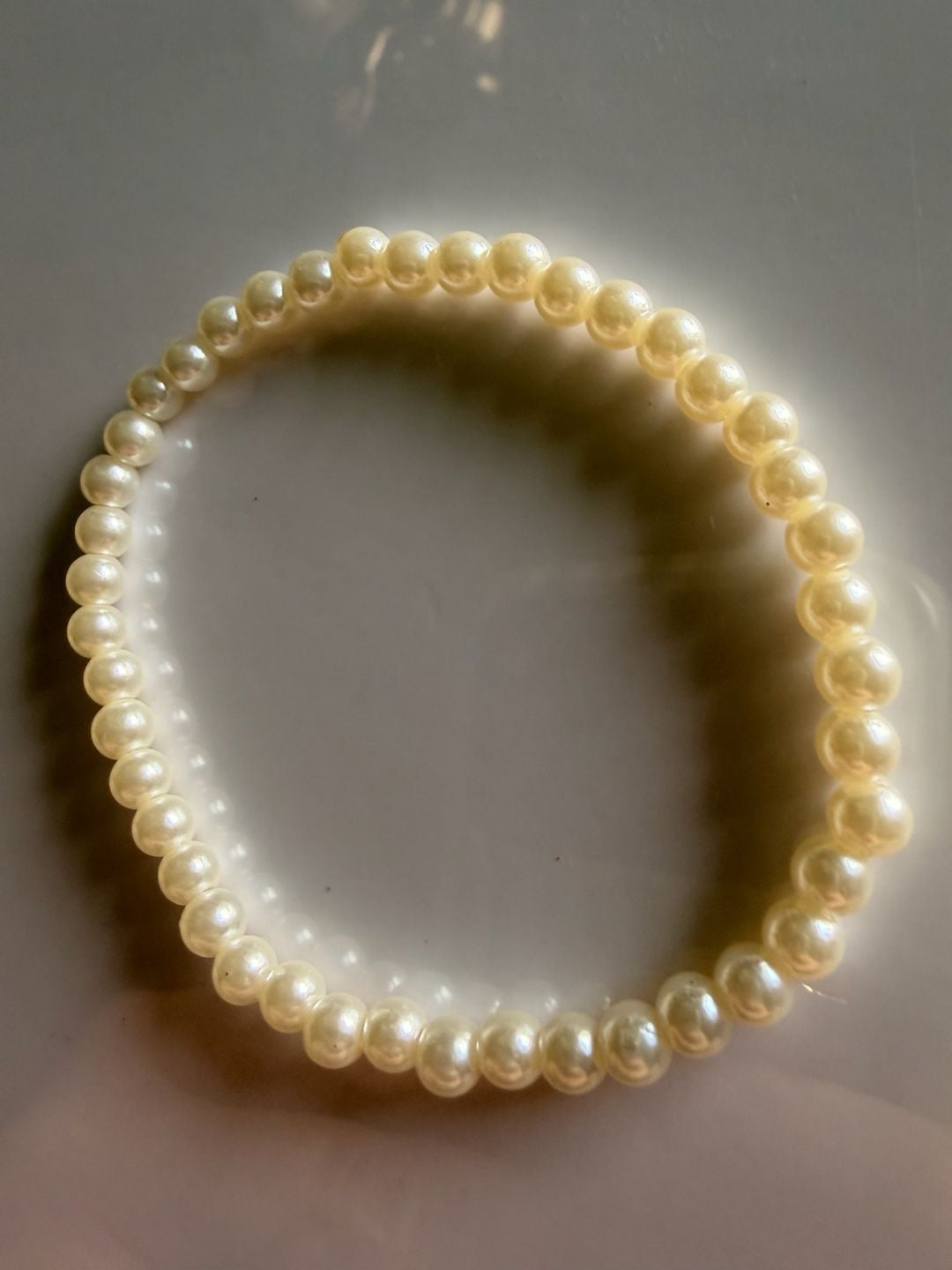 Unbranded Faux Pearl Stretch Bracelet Cream 4
