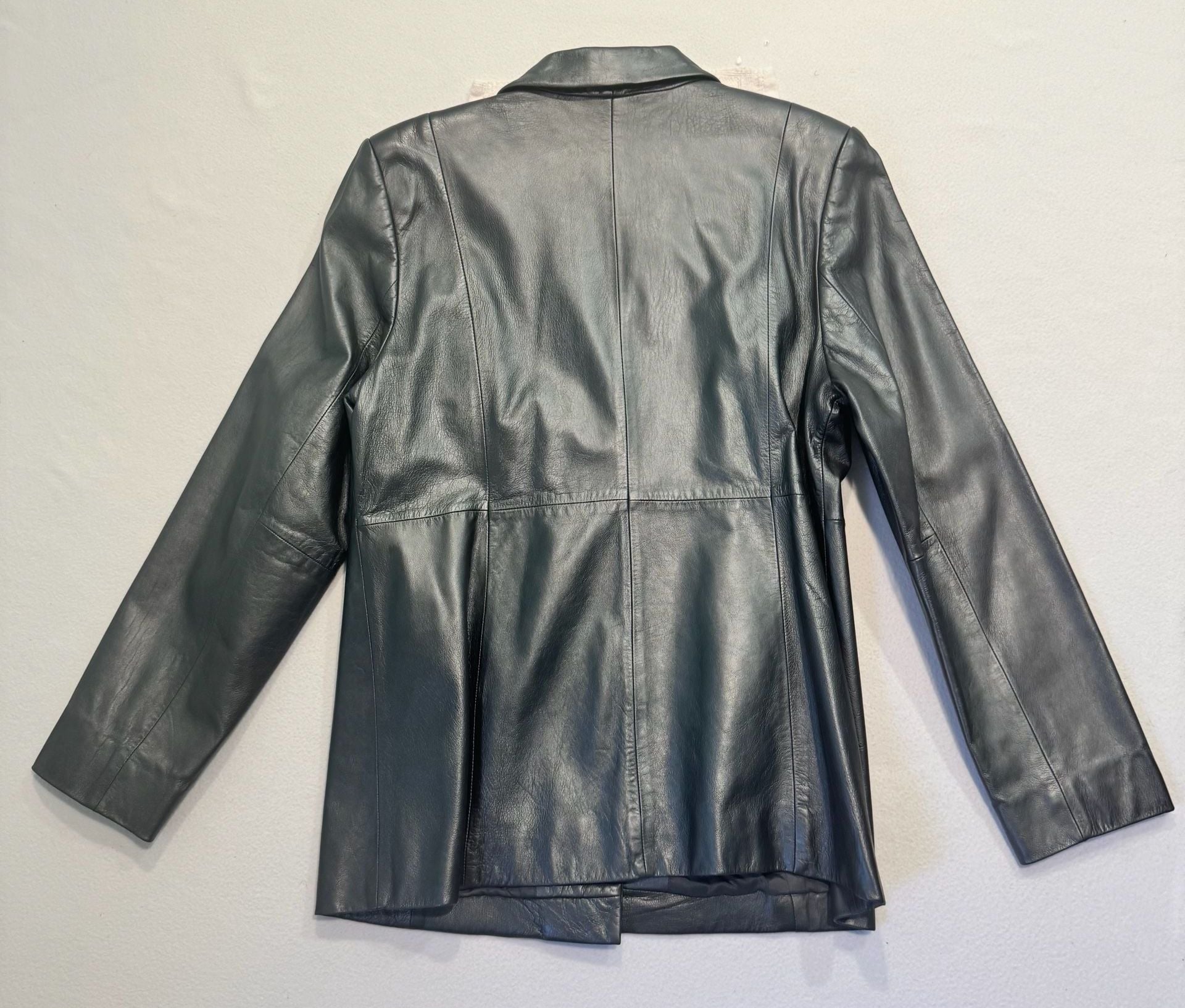 Vintage Y2K Valerie Stevens Gray Silver Leather Blazer Jacket Women’s Large 5