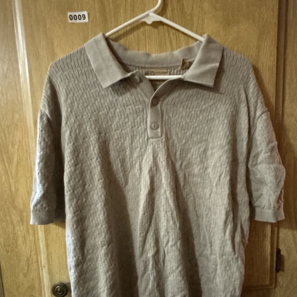 Weatherproof Vintage Knit Polo Size XL Beige Short Sleeve Cotton