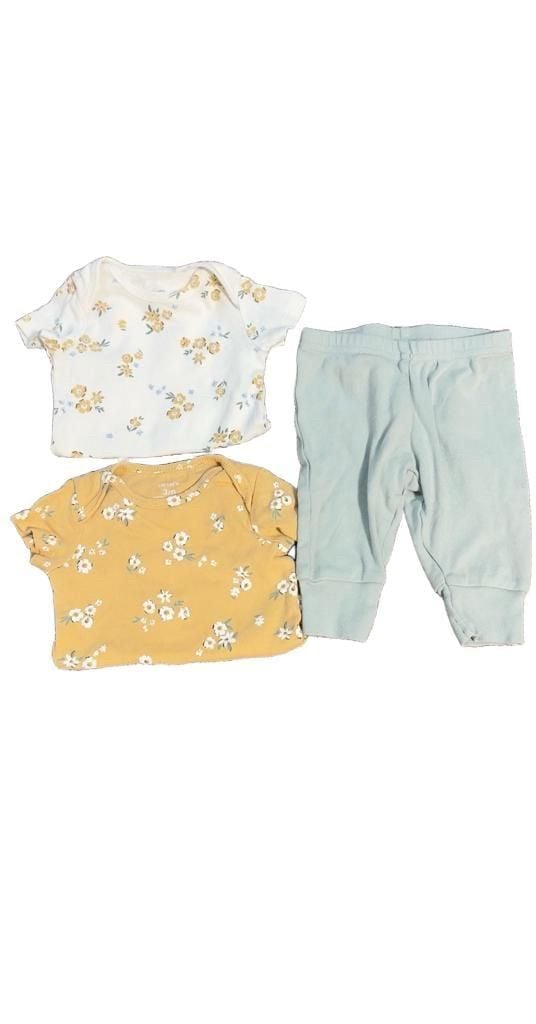 Baby Girl Floral Short Sleeve Bodysuit and Leggings Set 3M 2