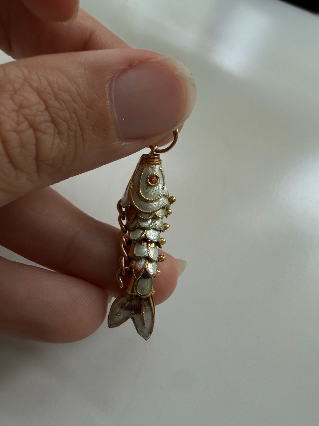 Vintage Articulated Enamel Koi Fish Pendant Charm 4