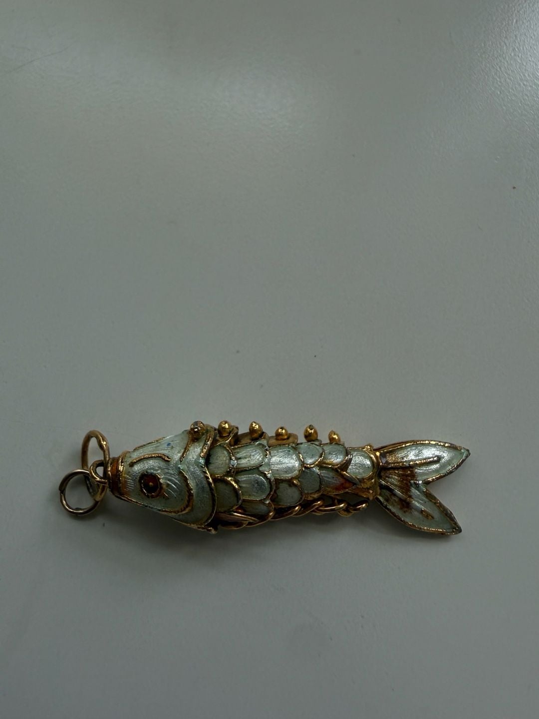 Vintage Articulated Enamel Koi Fish Pendant Charm 5
