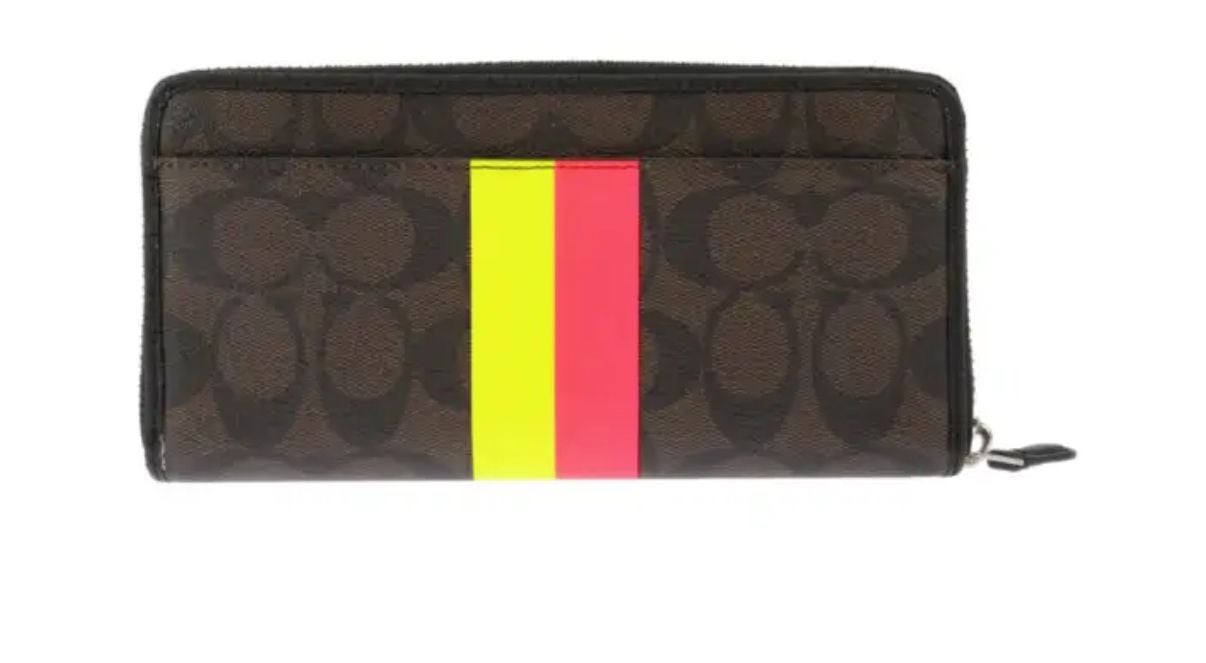 Coach Signature Zip Around Wallet Brown Neon Horse And Carriage 3