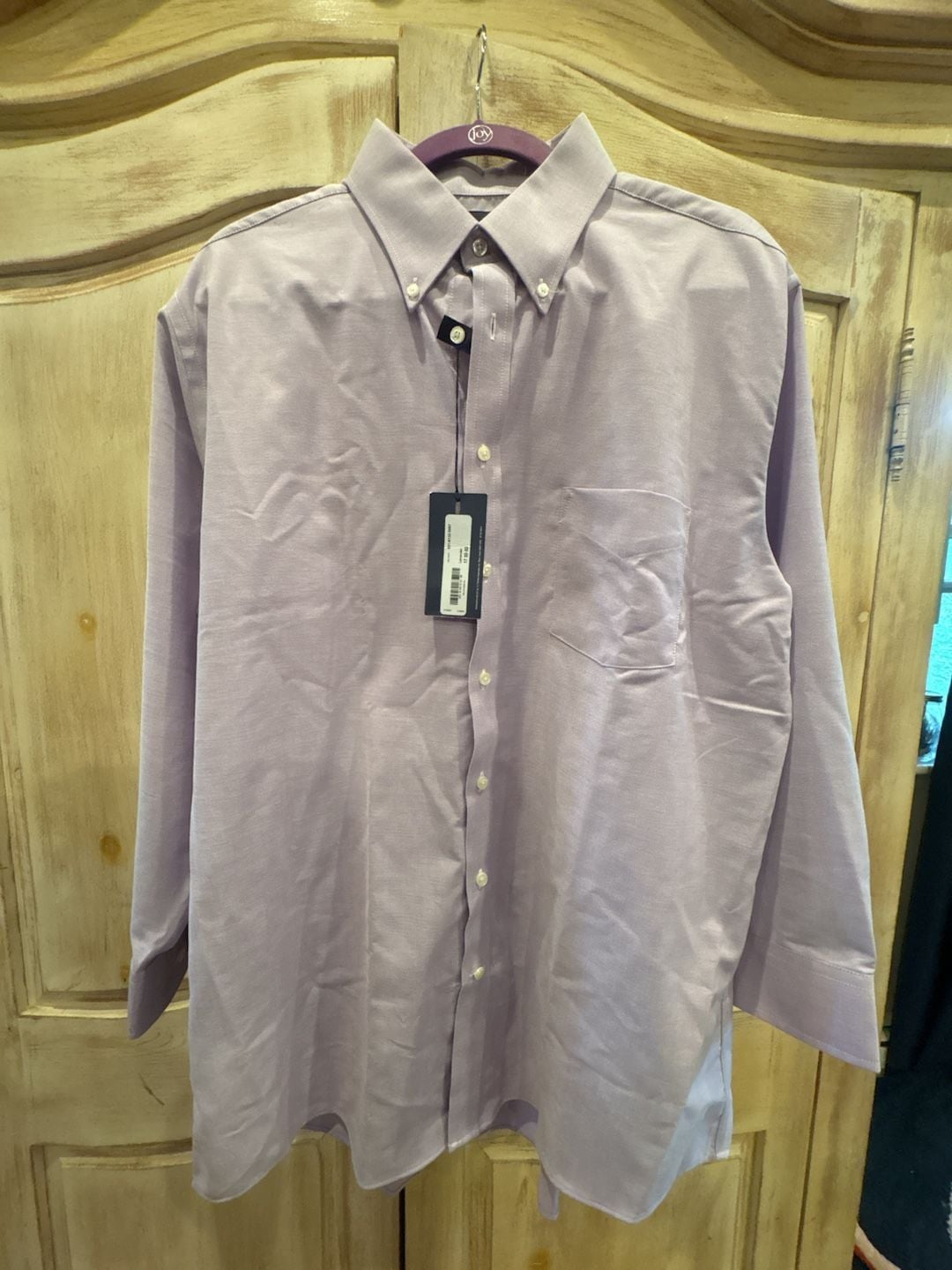 Stafford Wrinkle Free Oxford Shirt Size 17 32-33 Lavender Regular Fit 2