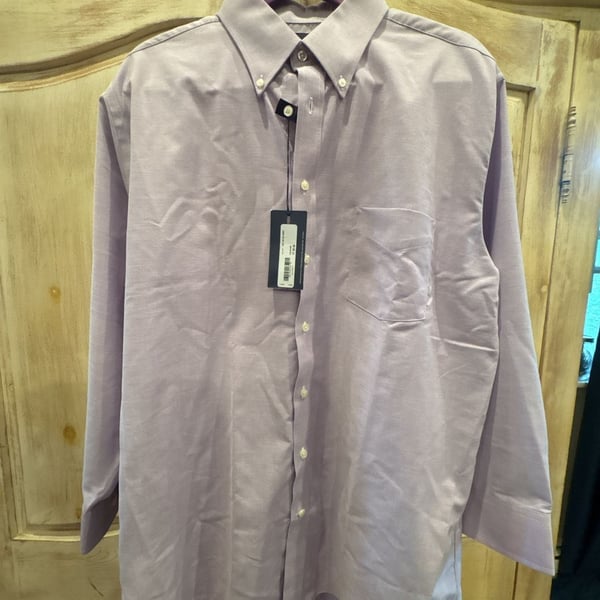 Stafford Wrinkle Free Oxford Shirt Size 17 32-33 Lavender Regular Fit