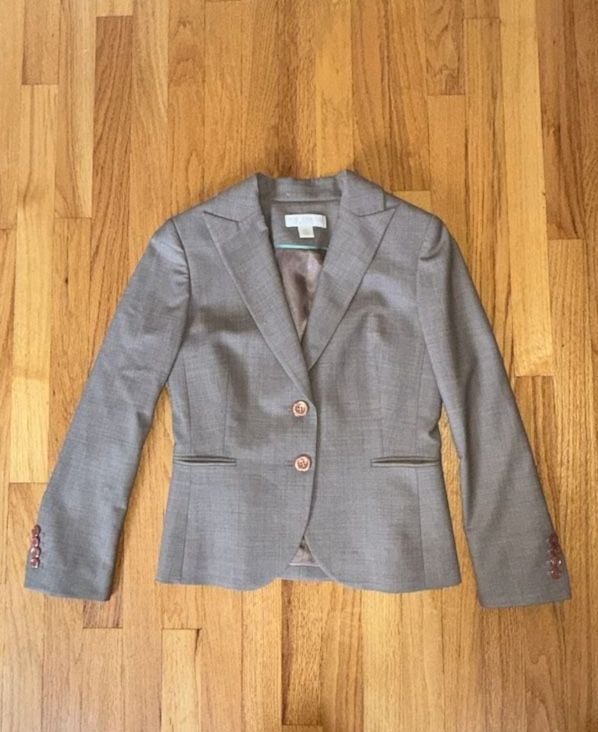 Petite Sophisticate Taupe Wool Blend Suit Jacket Blazer Women’s 4 Office Career
2